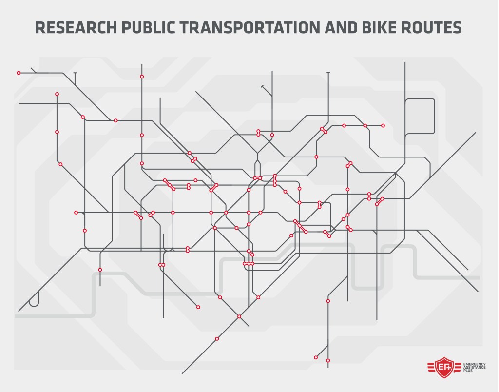 Research public transportation and bike routes