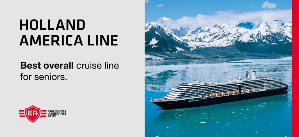 Holland America Line cruise ship sailing across the ocean.